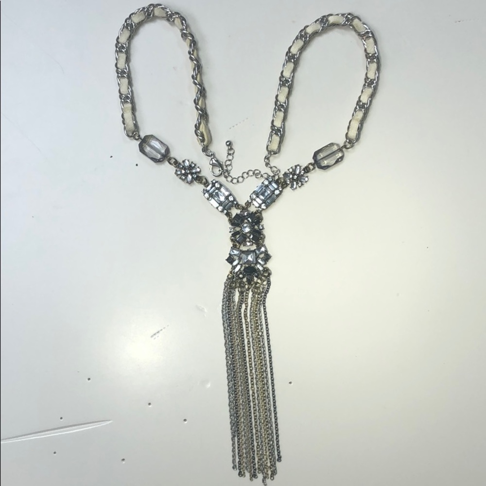 Leather Stone Drop Necklace (17” drop clip/bottom)